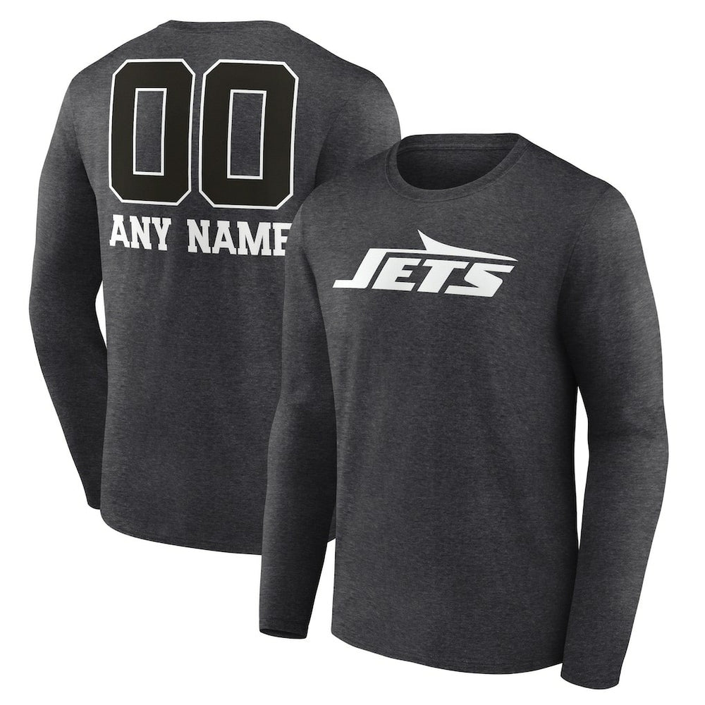 Personalized Name & Number Monochrome Long Sleeve T-Shirt - New York Jets