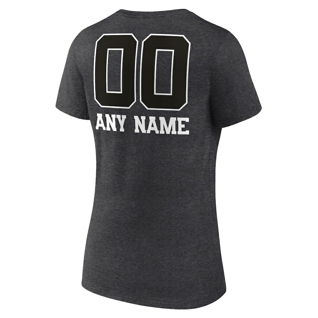Women's Personalized Name & Number Monochrome V-Neck Long Sleeve T-Shirt - New York Jets