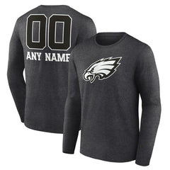 Personalized Name & Number Monochrome Long Sleeve T-Shirt - Philadelphia Eagles