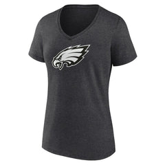 Women's Personalized Name & Number Monochrome V-Neck Long Sleeve T-Shirt - Philadelphia Eagles