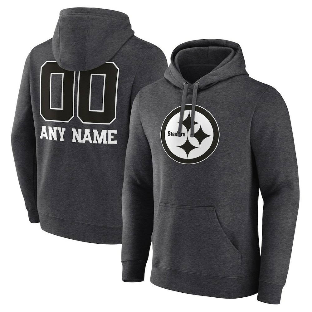Personalized Name & Number Monochrome Pullover Hoodie - Pittsburgh Steelers