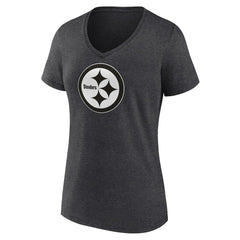 Women's Personalized Name & Number Monochrome V-Neck Long Sleeve T-Shirt - Pittsburgh Steelers