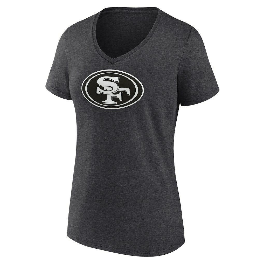 Women's Personalized Name & Number Monochrome V-Neck Long Sleeve T-Shirt - San Francisco 49ers