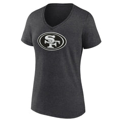 Women's Personalized Name & Number Monochrome V-Neck Long Sleeve T-Shirt - San Francisco 49ers