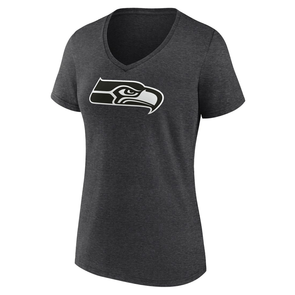 Women's Personalized Name & Number Monochrome V-Neck Long Sleeve T-Shirt - Seattle Seahawks