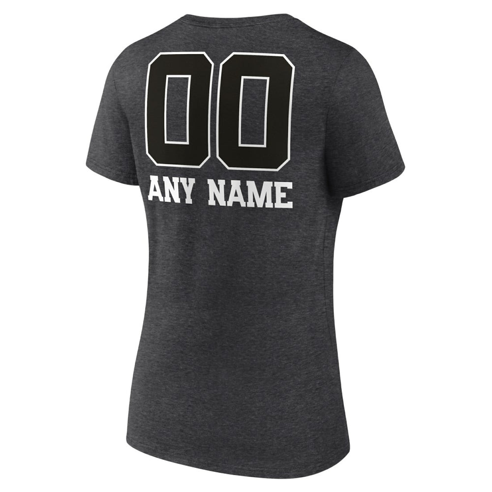 Women's Personalized Name & Number Monochrome V-Neck Long Sleeve T-Shirt - Seattle Seahawks