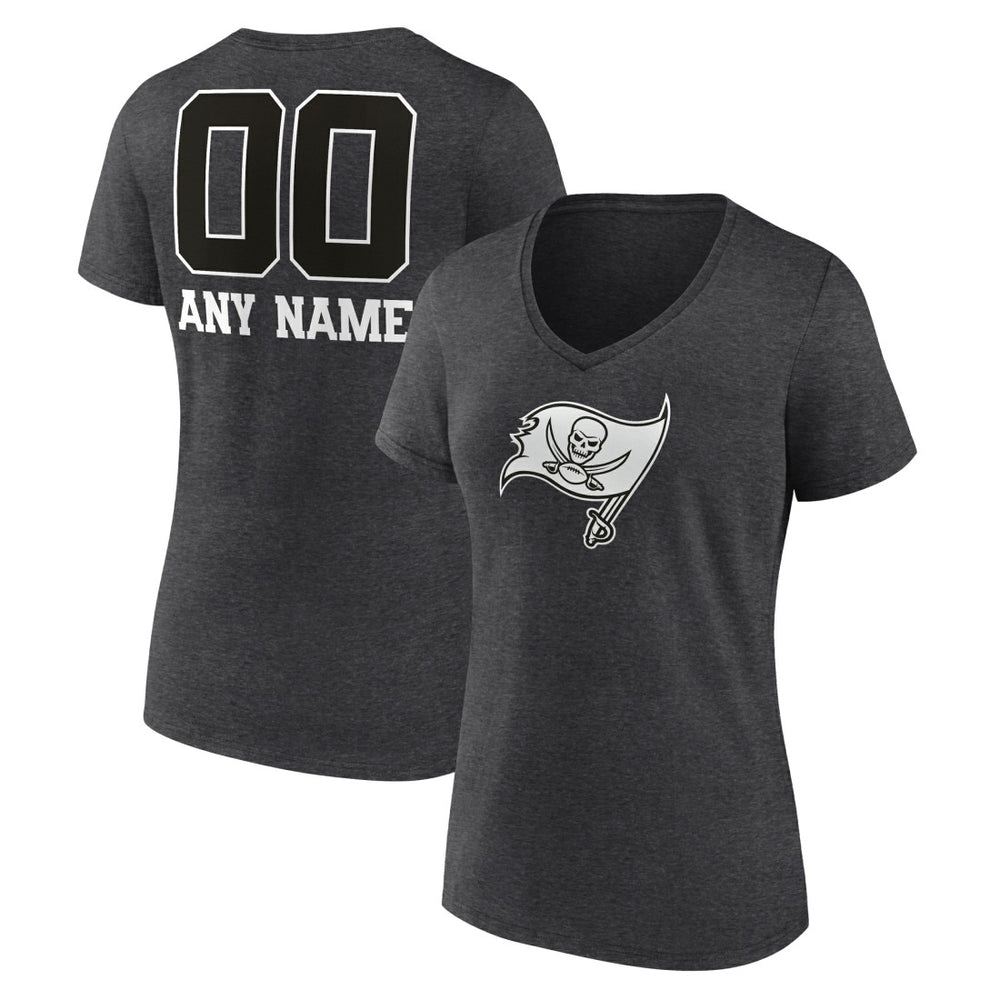 Women's Personalized Name & Number Monochrome V-Neck Long Sleeve T-Shirt - Tampa Bay Buccaneers