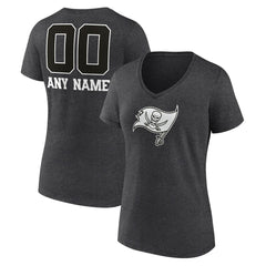 Women's Personalized Name & Number Monochrome V-Neck Long Sleeve T-Shirt - Tampa Bay Buccaneers