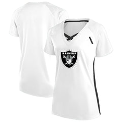 Women's Plus Size Glitter Lace-Up V- Neck T-Shirt - Las Vegas Raiders