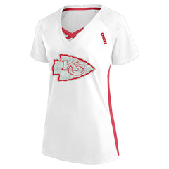 Women's Plus Size Glitter Lace-Up V- Neck T-Shirt - Kansas City Chiefs