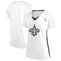 Women's Plus Size Glitter Lace-Up V- Neck T-Shirt - New Orleans Saints