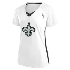 Women's Plus Size Glitter Lace-Up V- Neck T-Shirt - New Orleans Saints