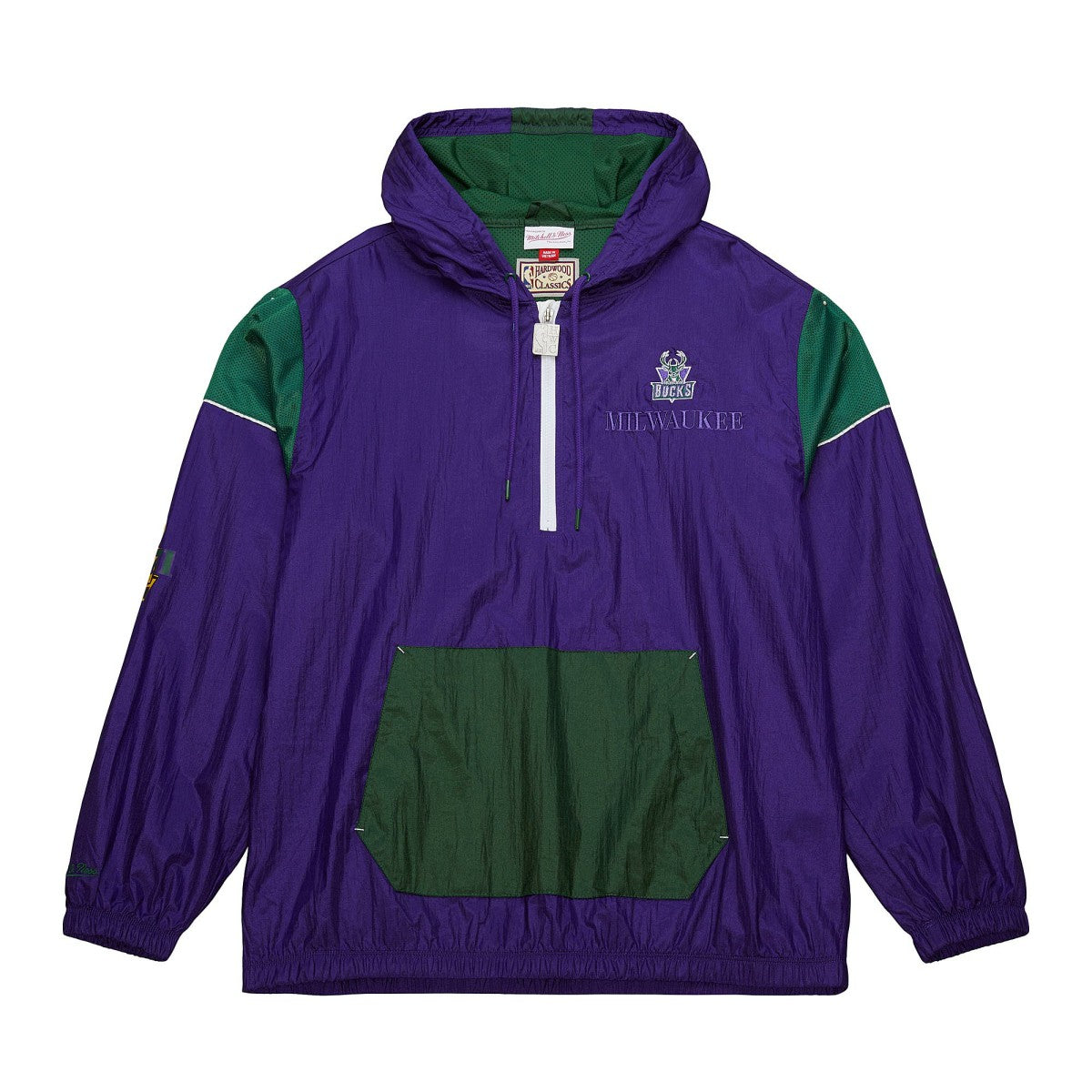 NBA Milwaukee Bucks Unisex Hardwood Classics Team OG 3.0 Anorak Half-Zip Windbreaker Jacket