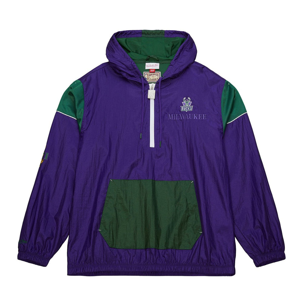 NBA Milwaukee Bucks Unisex Hardwood Classics Team OG 3.0 Anorak Half-Zip Windbreaker Jacket