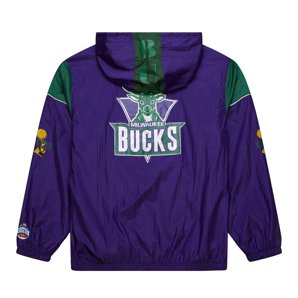 NBA Milwaukee Bucks Unisex Hardwood Classics Team OG 3.0 Anorak Half-Zip Windbreaker Jacket