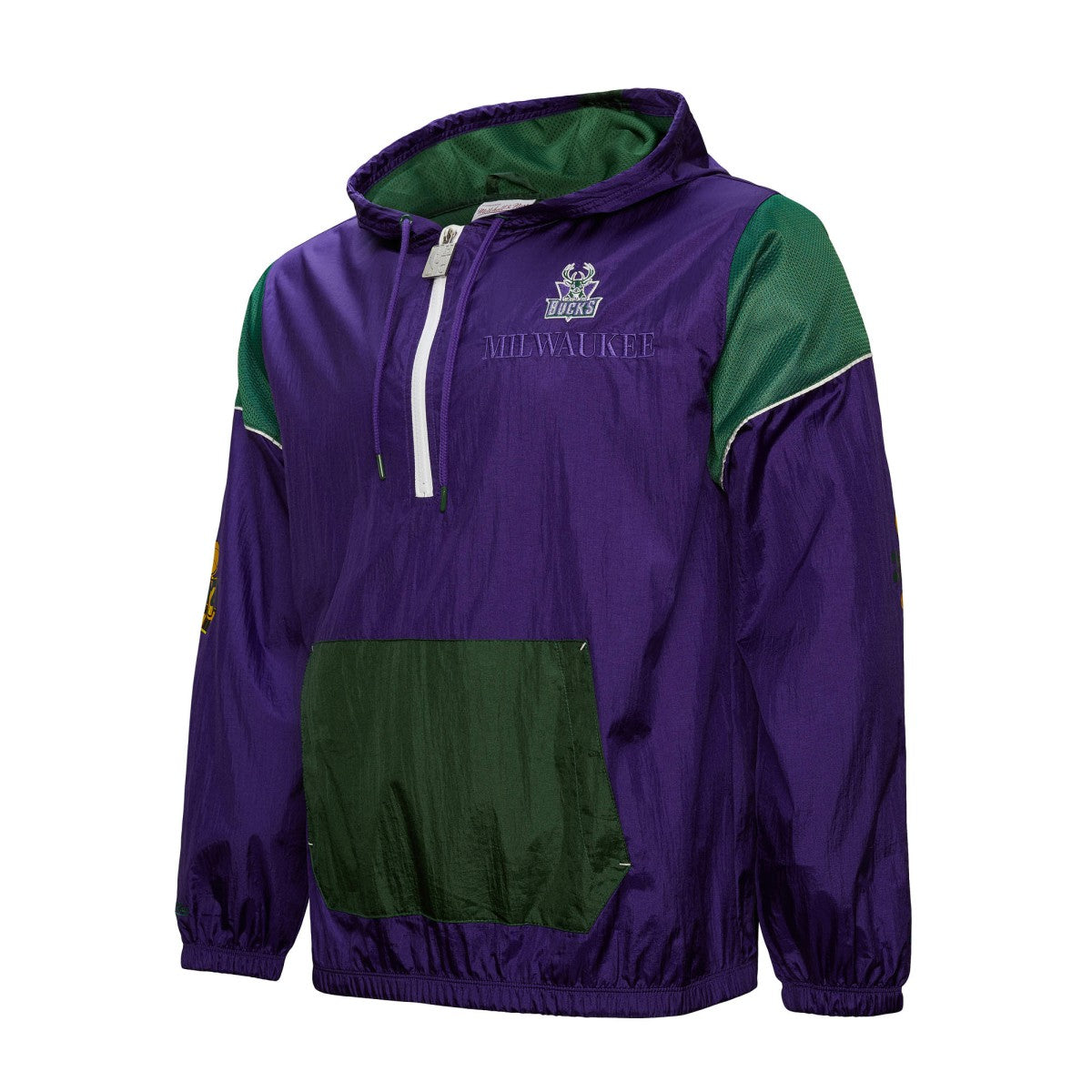 NBA Milwaukee Bucks Unisex Hardwood Classics Team OG 3.0 Anorak Half-Zip Windbreaker Jacket