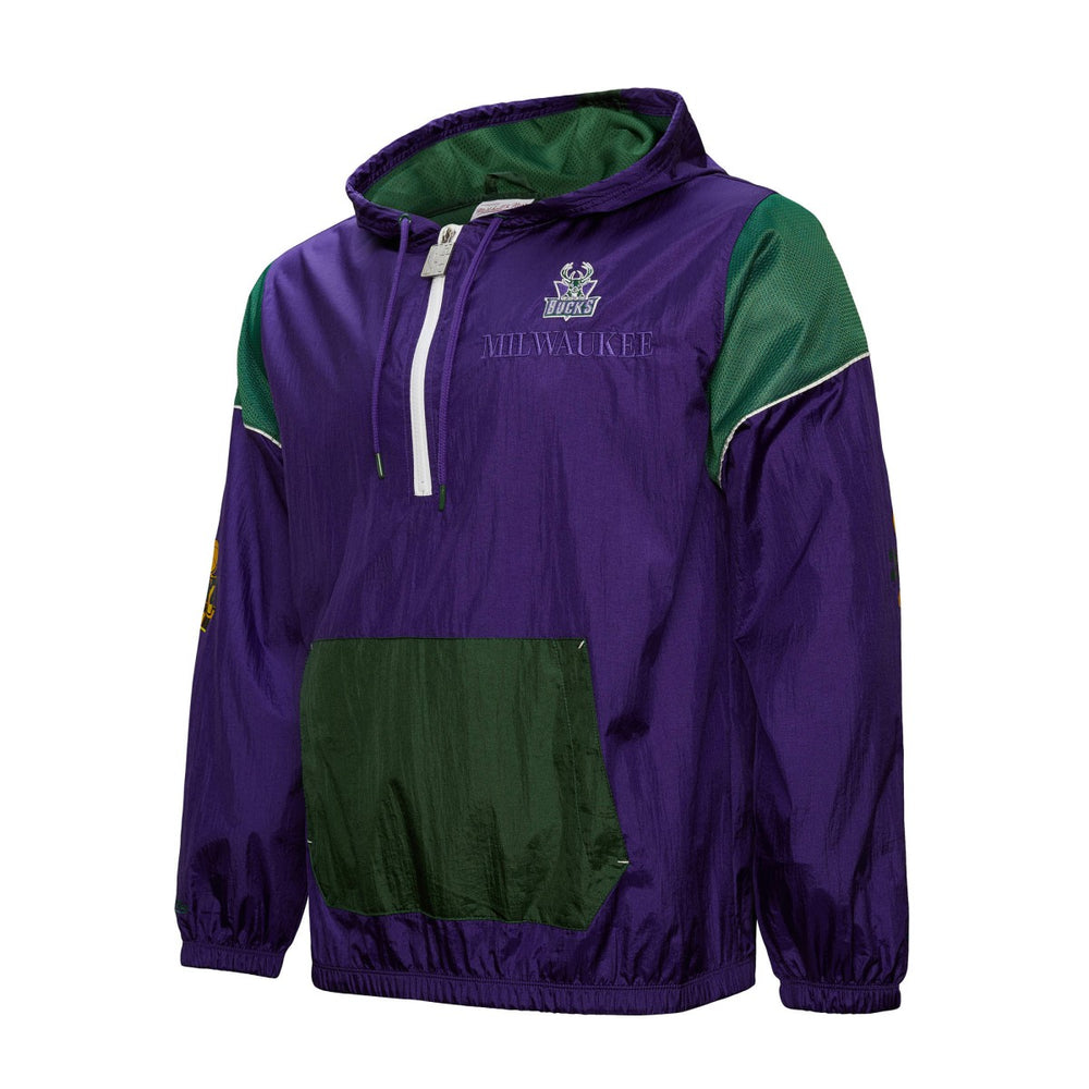 NBA Milwaukee Bucks Unisex Hardwood Classics Team OG 3.0 Anorak Half-Zip Windbreaker Jacket