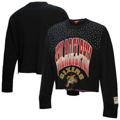 NBA Philadelphia 76ers Women's Hardwood Classics Studded Boxy Cropped Long Sleeve T-Shirt