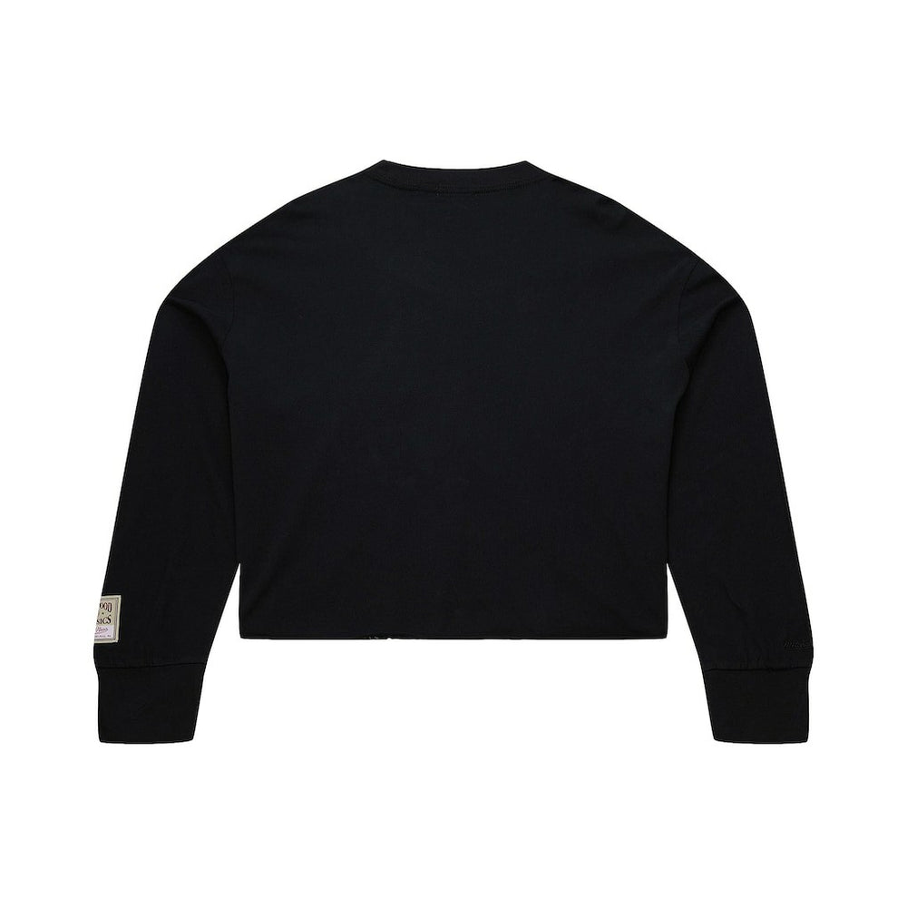 NBA New York Knicks Women's Hardwood Classics Studded Boxy Cropped Long Sleeve T-Shirt