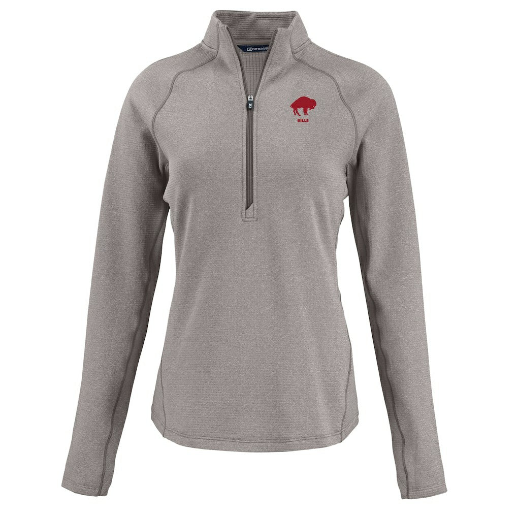 Cutter & Buck Women's Peshastin Eco Fleece Recycled Tri-Blend Raglan Half-Zip Jacket - Buffalo Bills