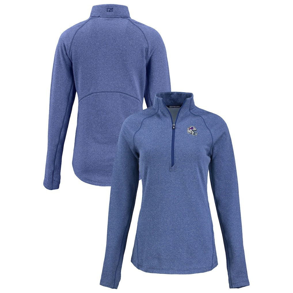 Cutter & Buck Women's Peshastin Eco Fleece Recycled Tri-Blend Raglan Half-Zip Jacket - Buffalo Bills