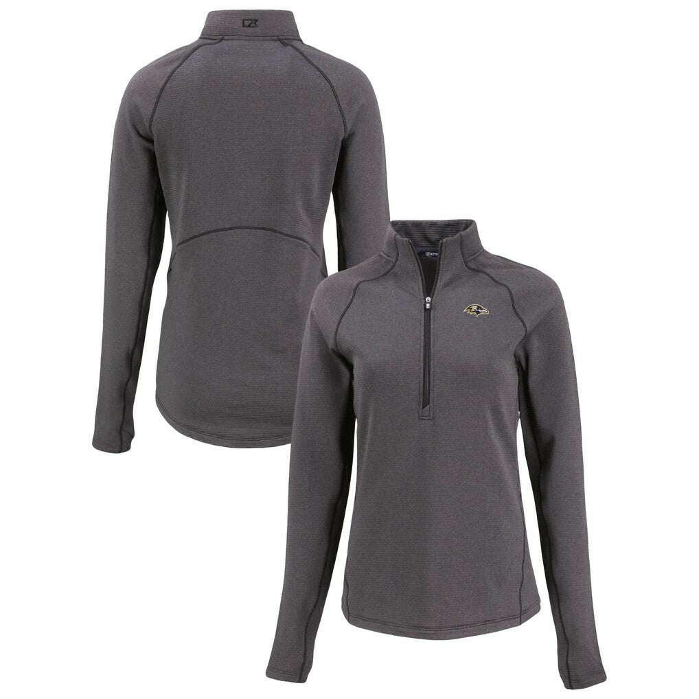 Cutter & Buck Women's Peshastin Eco Fleece Recycled Tri-Blend Raglan Half-Zip Jacket - Baltimore Ravens