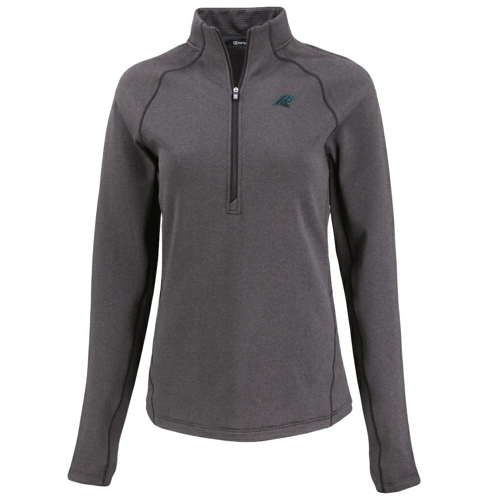 Cutter & Buck Women's Peshastin Eco Fleece Recycled Tri-Blend Raglan Half-Zip Jacket - Carolina Panthers