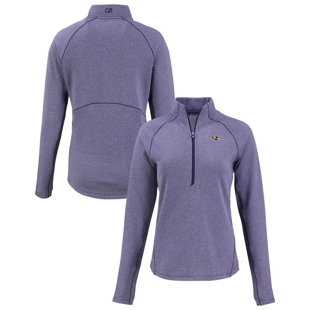 Cutter & Buck Women's Peshastin Eco Fleece Recycled Tri-Blend Raglan Half-Zip Jacket - Baltimore Ravens