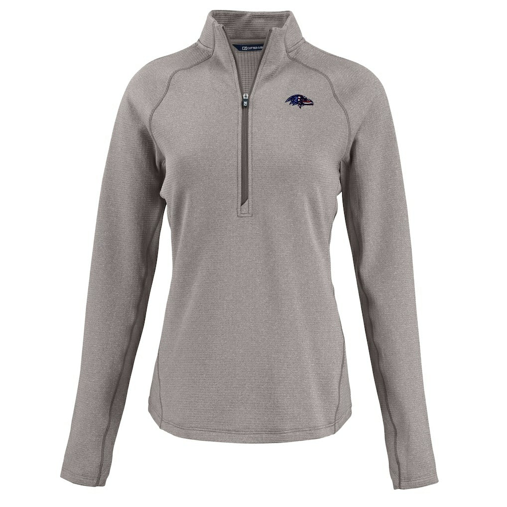 Cutter & Buck Women's Americana Peshastin Eco Fleece Recycled Tri-Blend Raglan Half-Zip Jacket - Baltimore Ravens