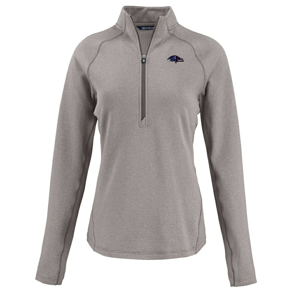 Cutter & Buck Women's Americana Peshastin Eco Fleece Recycled Tri-Blend Raglan Half-Zip Jacket - Baltimore Ravens