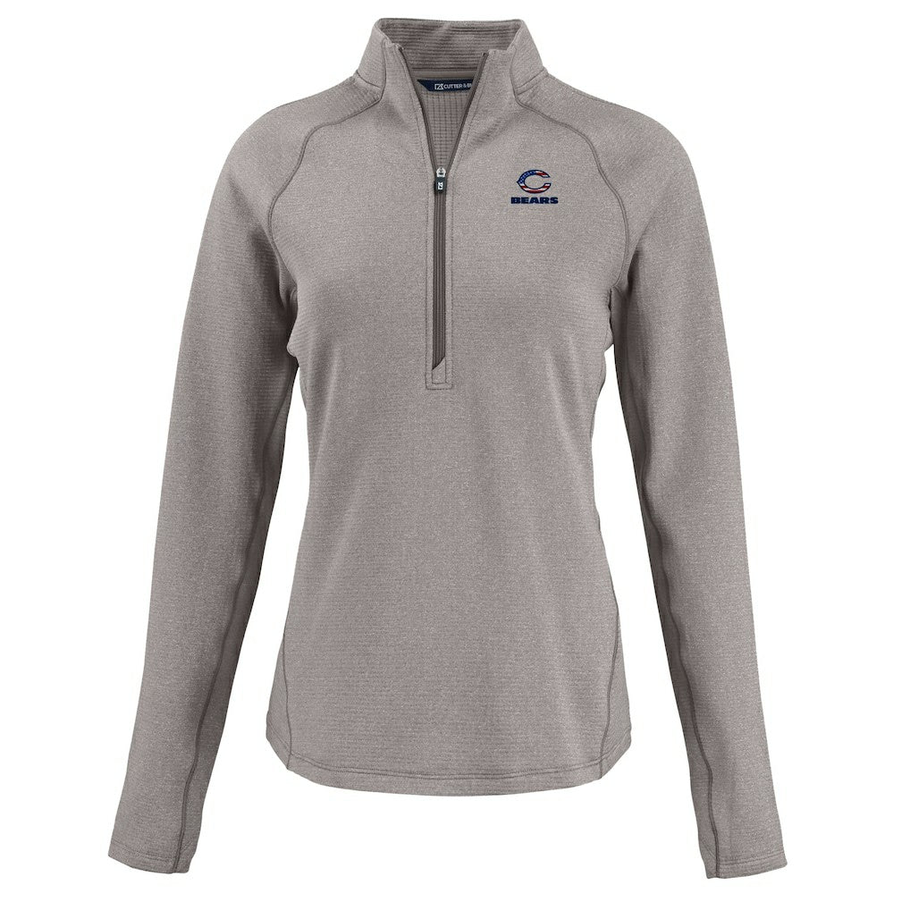 Cutter & Buck Women's Americana Peshastin Eco Fleece Recycled Tri-Blend Raglan Half-Zip Jacket - Chicago Bears