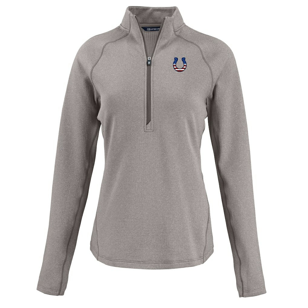 Cutter & Buck Women's Americana Peshastin Eco Fleece Recycled Tri-Blend Raglan Half-Zip Jacket - Indianapolis Colts