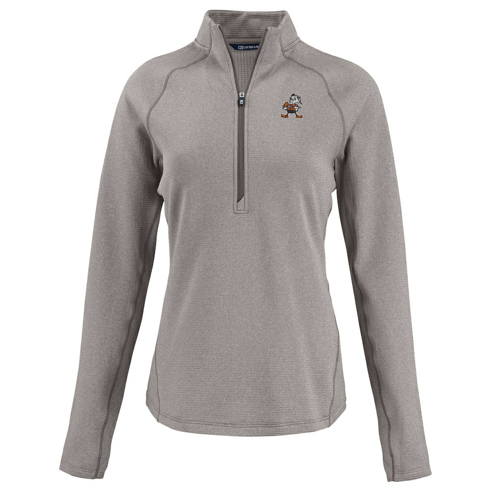 Cutter & Buck Women's Peshastin Eco Fleece Recycled Tri-Blend Raglan Half-Zip Jacket - Cleveland Browns