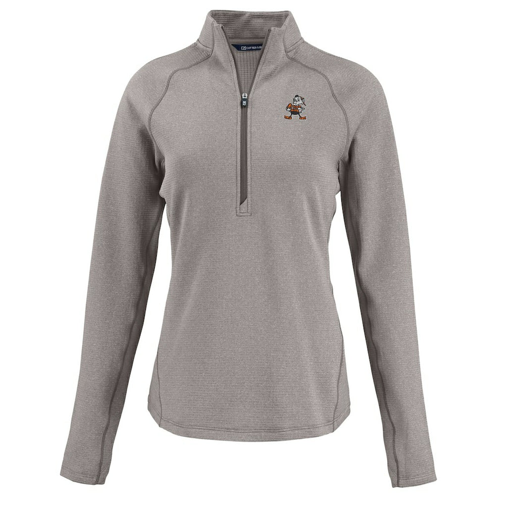 Cutter & Buck Women's Peshastin Eco Fleece Recycled Tri-Blend Raglan Half-Zip Jacket - Cleveland Browns