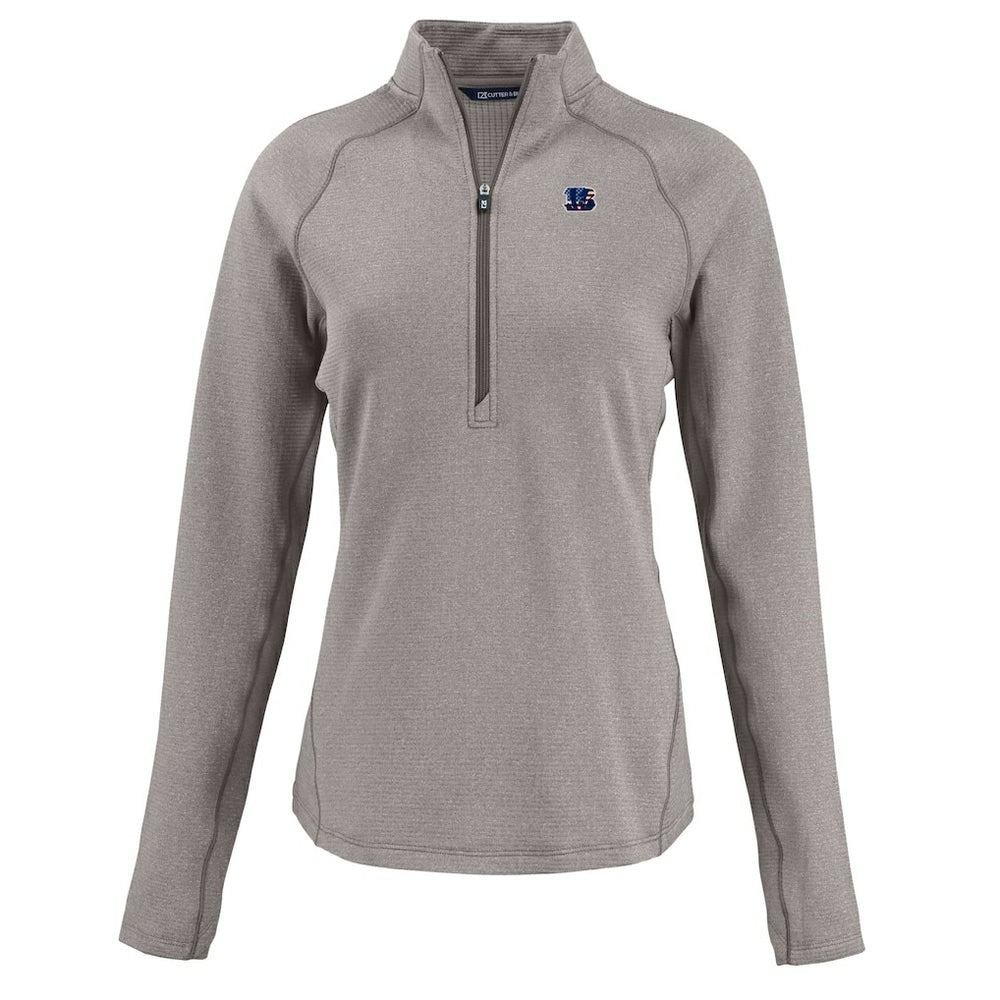 Cutter & Buck Women's Americana Peshastin Eco Fleece Recycled Tri-Blend Raglan Half-Zip Jacket - Cincinnati Bengals