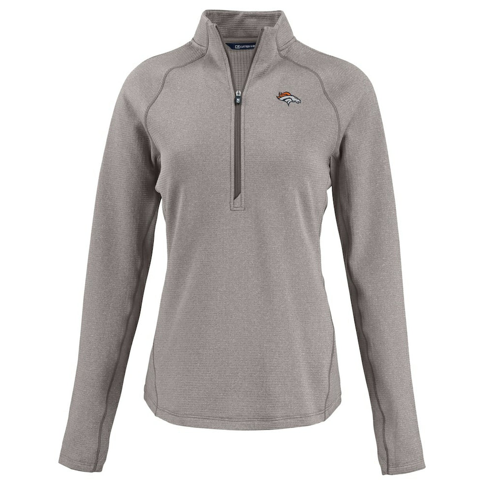 Cutter & Buck Women's Peshastin Eco Fleece Recycled Tri-Blend Raglan Half-Zip Jacket - Denver Broncos