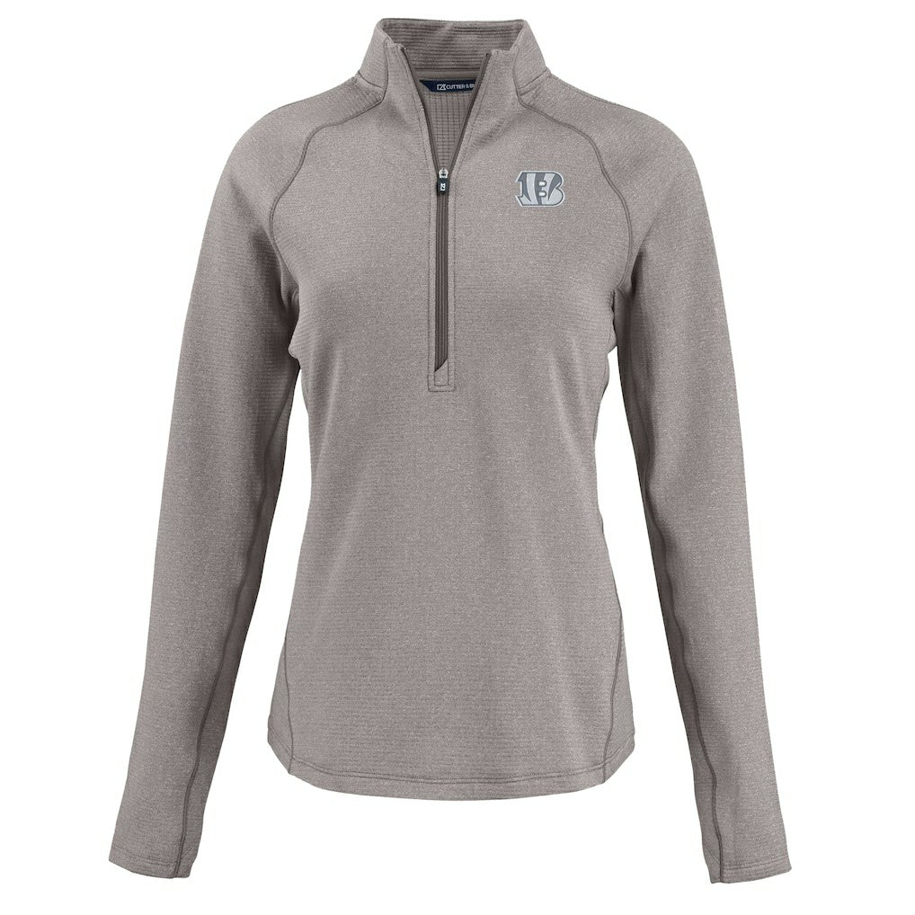 Cutter & Buck Women's Peshastin Eco Fleece Recycled Tri-Blend Raglan Half-Zip Jacket - Cincinnati Bengals