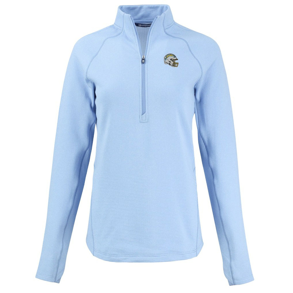 Cutter & Buck Women's Peshastin Eco Fleece Recycled Tri-Blend Raglan Half-Zip Jacket - Los Angeles Chargers