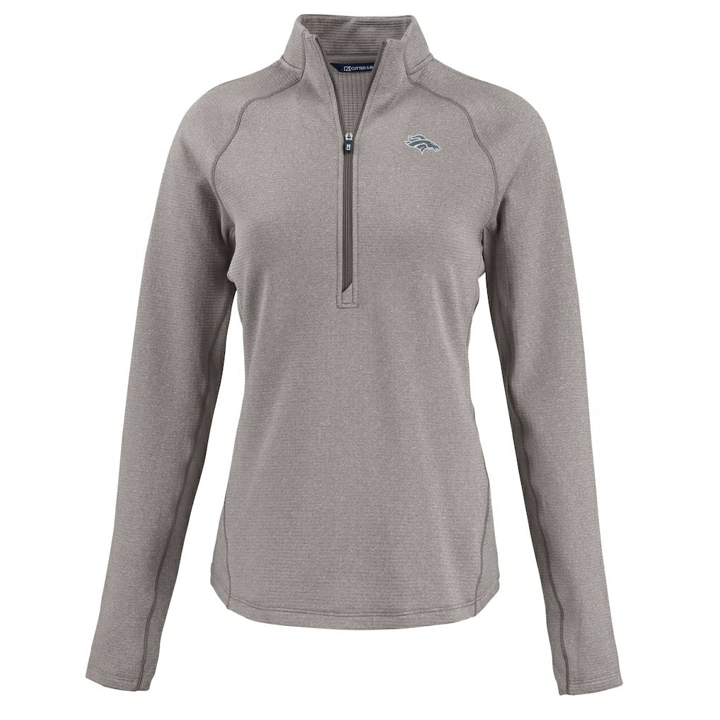 Cutter & Buck Women's Peshastin Eco Fleece Recycled Tri-Blend Raglan Half-Zip Jacket - Denver Broncos