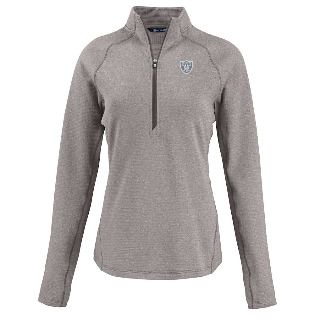Cutter & Buck Women's Peshastin Eco Fleece Recycled Tri-Blend Raglan Half-Zip Jacket - Las Vegas Raiders