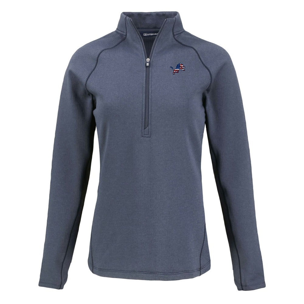 Cutter & Buck Women's Americana Peshastin Eco Fleece Recycled Tri-Blend Raglan Half-Zip Jacket - Detroit Lions
