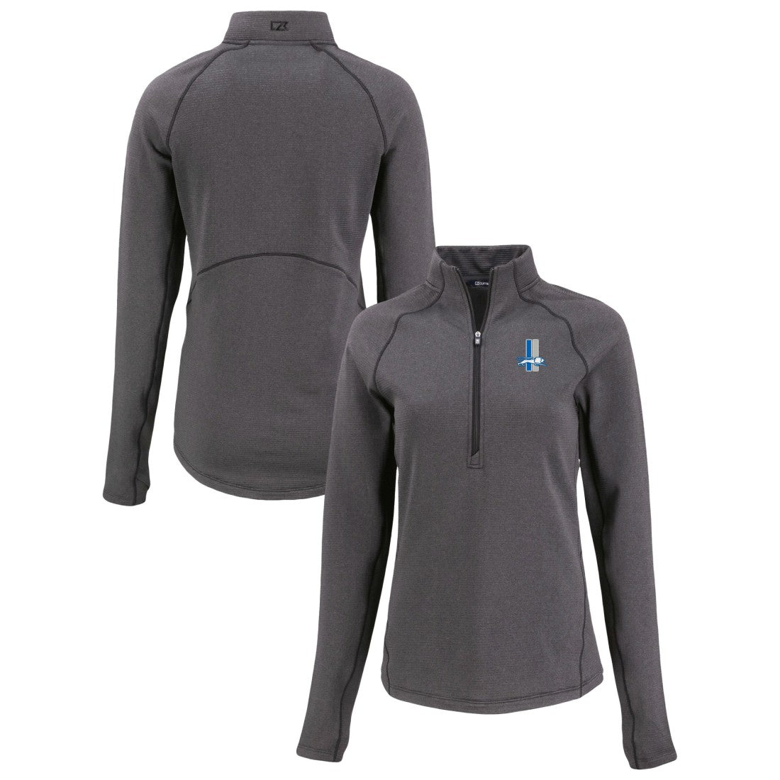 Cutter & Buck Women's Peshastin Eco Fleece Recycled Tri-Blend Raglan Half-Zip Jacket - Detroit Lions