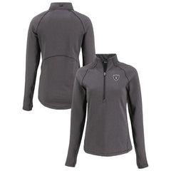Cutter & Buck Women's Peshastin Eco Fleece Recycled Tri-Blend Raglan Half-Zip Jacket - Las Vegas Raiders
