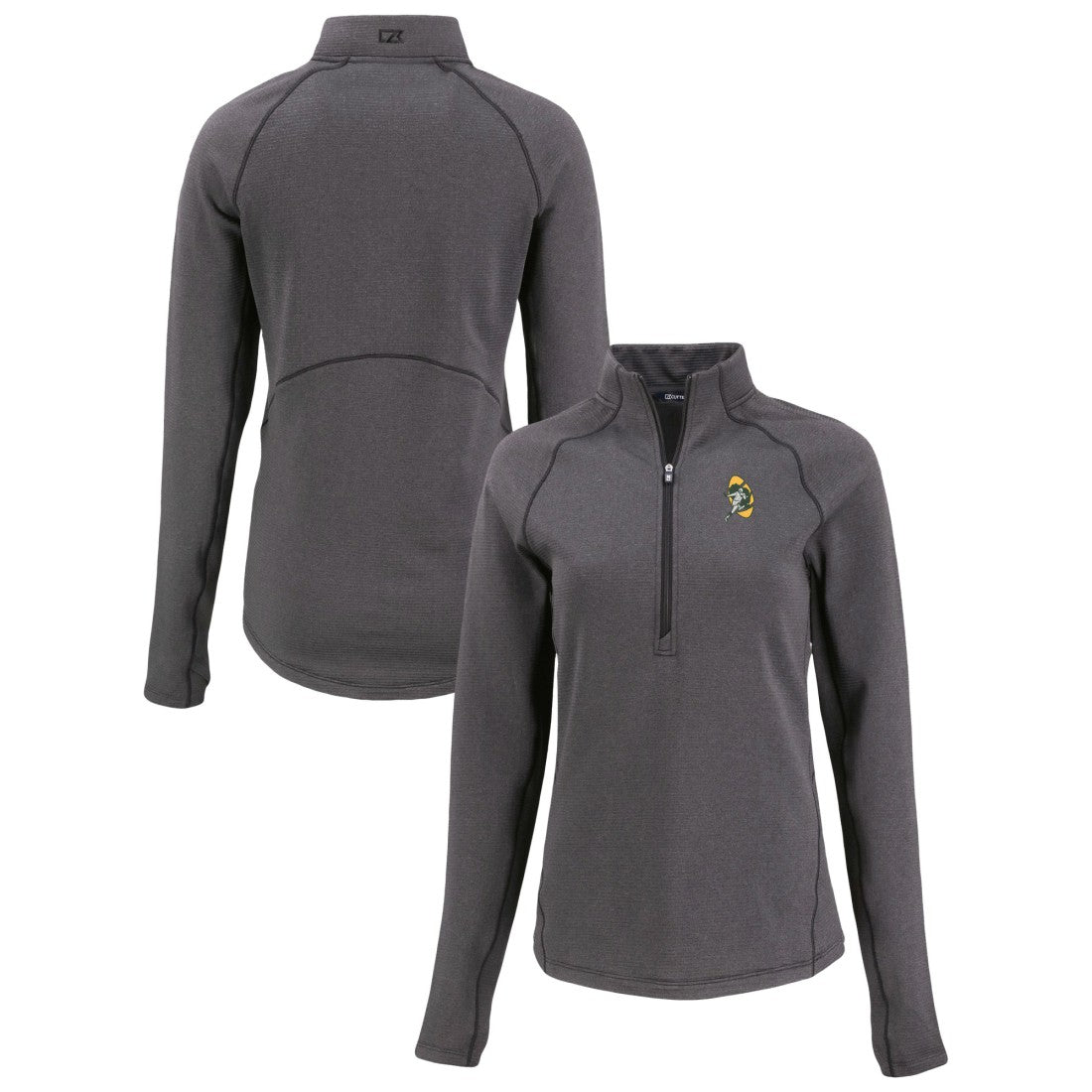 Cutter & Buck Women's Peshastin Eco Fleece Recycled Tri-Blend Raglan Half-Zip Jacket - Green Bay Packers