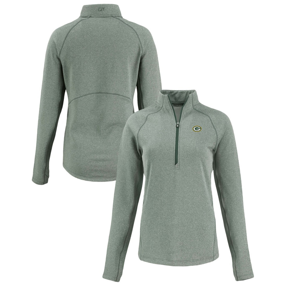 Cutter & Buck Women's Peshastin Eco Fleece Recycled Tri-Blend Raglan Half-Zip Jacket - Green Bay Packers