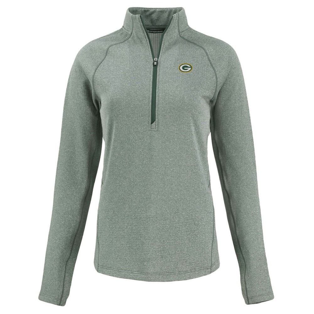 Cutter & Buck Women's Peshastin Eco Fleece Recycled Tri-Blend Raglan Half-Zip Jacket - Green Bay Packers
