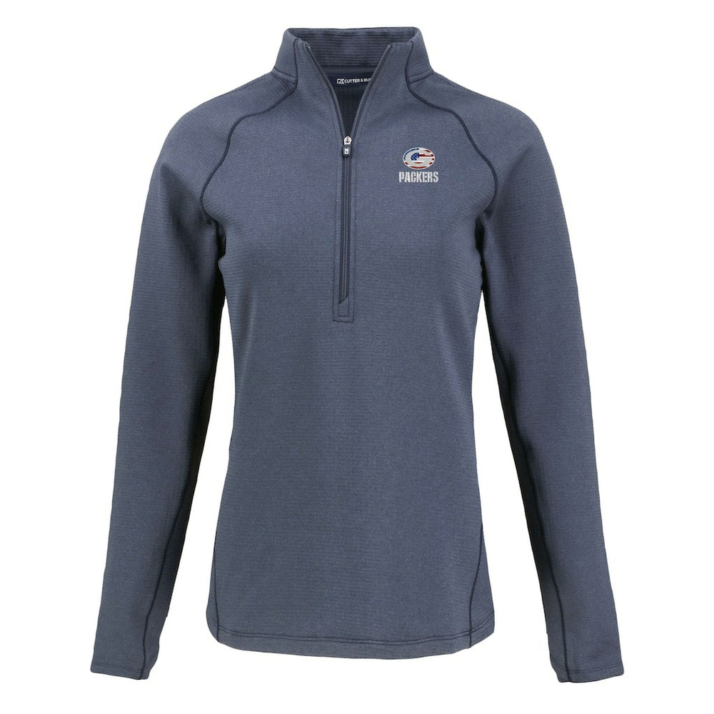 Cutter & Buck Women's Americana Peshastin Eco Fleece Recycled Tri-Blend Raglan Half-Zip Jacket - Green Bay Packers