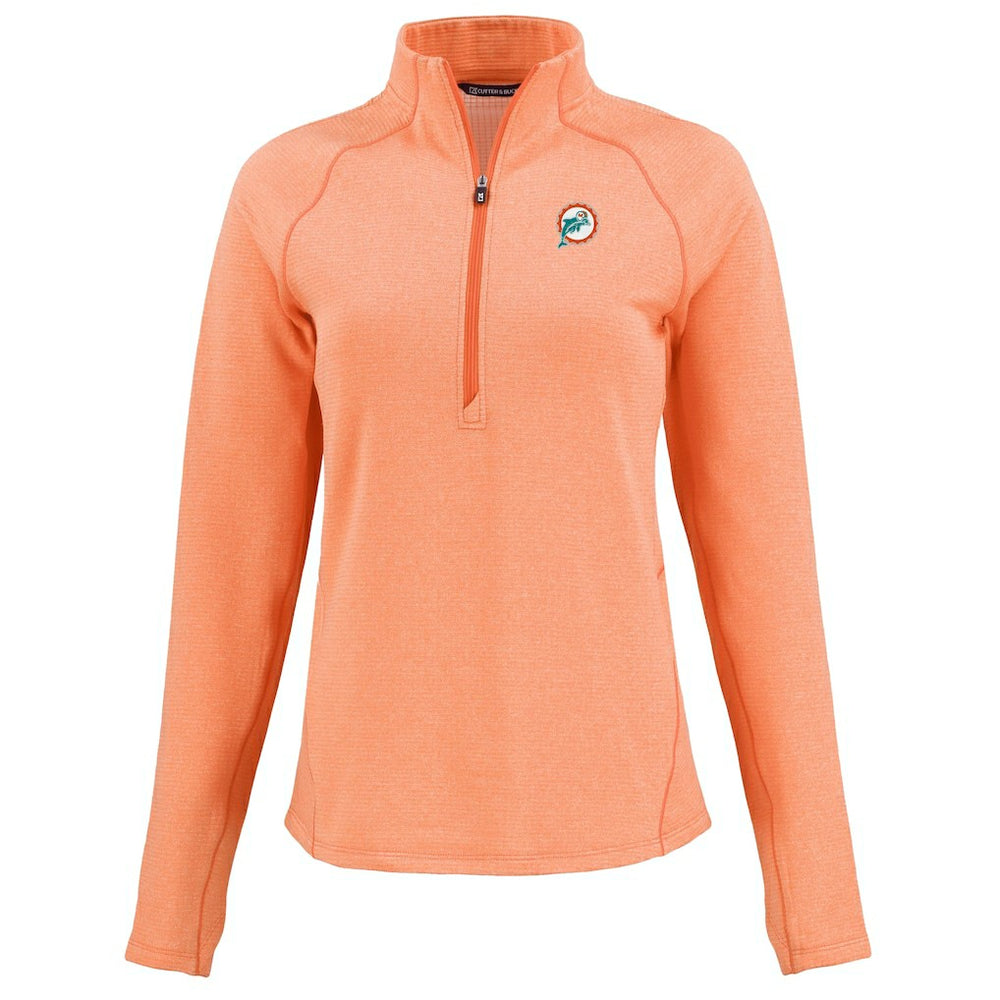 Cutter & Buck Women's Peshastin Eco Fleece Recycled Tri-Blend Raglan Half-Zip Jacket - Miami Dolphins