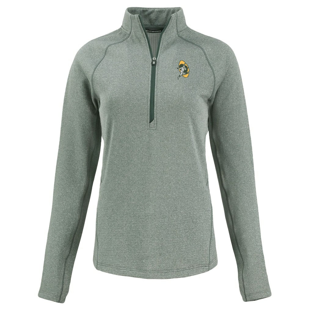 Cutter & Buck Women's Peshastin Eco Fleece Recycled Tri-Blend Raglan Half-Zip Jacket - Green Bay Packers