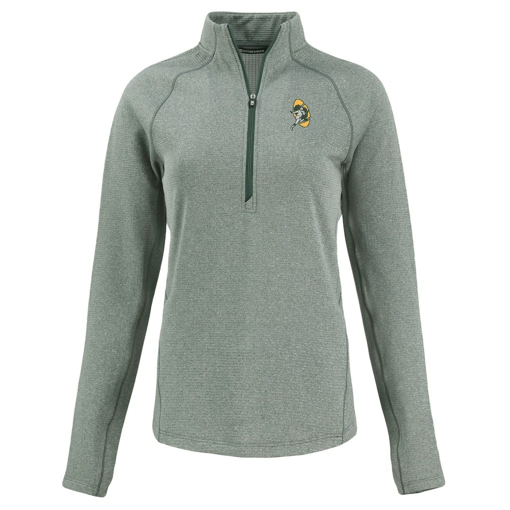 Cutter & Buck Women's Peshastin Eco Fleece Recycled Tri-Blend Raglan Half-Zip Jacket - Green Bay Packers